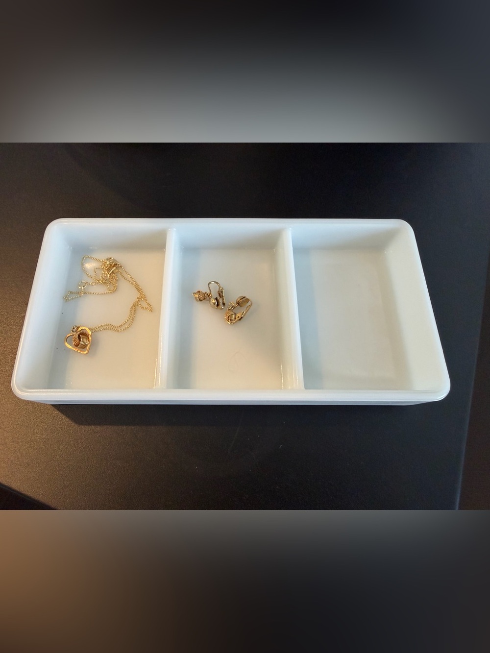 Vintage White Milk Glass Dental Dish w/ 3 Sections - Jewelry or Trinket holder